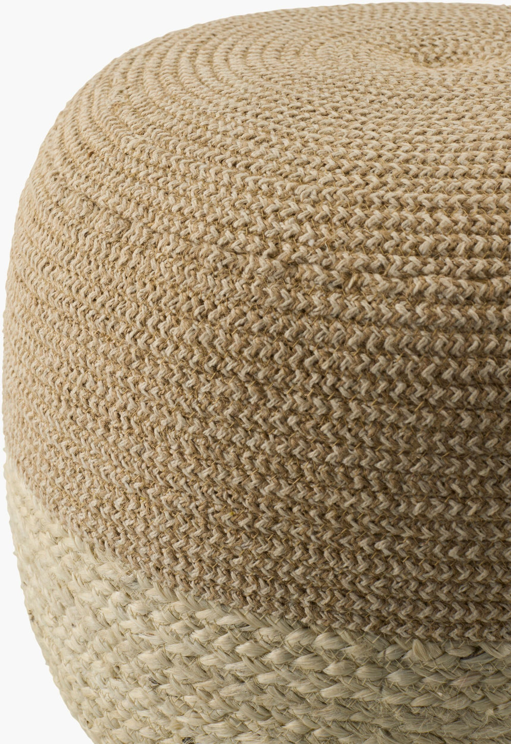 Surya Barkley Modern Minimalist 14"H X 18"W Pouf - Stylish Jute & Cotton Footrest For Casual Spaces 'Beige Jute,Cotton,Jute,Polybeads Blpf001-141818