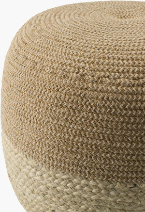 Surya Barkley Modern Minimalist 14"H X 18"W Pouf - Stylish Jute & Cotton Footrest For Casual Spaces 'Beige Jute,Cotton,Jute,Polybeads Blpf001-141818