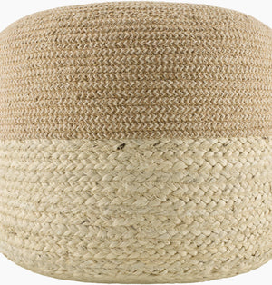 Surya Barkley Modern Minimalist 14"H X 18"W Pouf - Stylish Jute & Cotton Footrest For Casual Spaces 'Beige Jute,Cotton,Jute,Polybeads Blpf001-141818