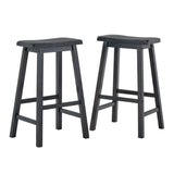 Homelegance By Top-Line Barrett Saddle Seat 29-inch Bar Height Backless Stools (Set of 2) Blue Rubberwood