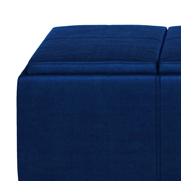 English Elm Avalon Storage Ottoman - Luxurious Blue Velvet With Hidden Storage & Versatile Serving Trays B136P158251