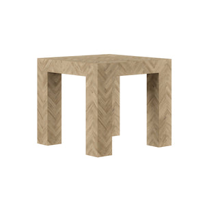 A.R.T. Furniture Garrison Square End Table In Washed Oak - Bold Herringbone Design, Thick Block Legs For Any Space Brown Parawood Solids With Ash Embossing,White Oak Veneers 322304-1302