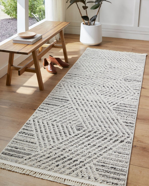 Livabliss Berlin Geometric Runner Rug Turkey Woven Polypropylene Blend for Hallways and Entryways Sage, Ivory 6'7" x 9' BLR2302-679