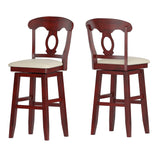 Homelegance By Top-Line Juliette Napoleon Back Wood Swivel Bar Stool Red Rubberwood