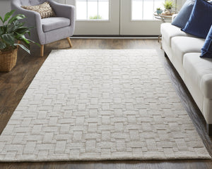 Feizy Rugs Redford Handwoven Geometric Rug Collection - Stylish, Durable, And Artisan Crafted For Modern Homes Ivory Viscose,Wool Red8669ftan000f00