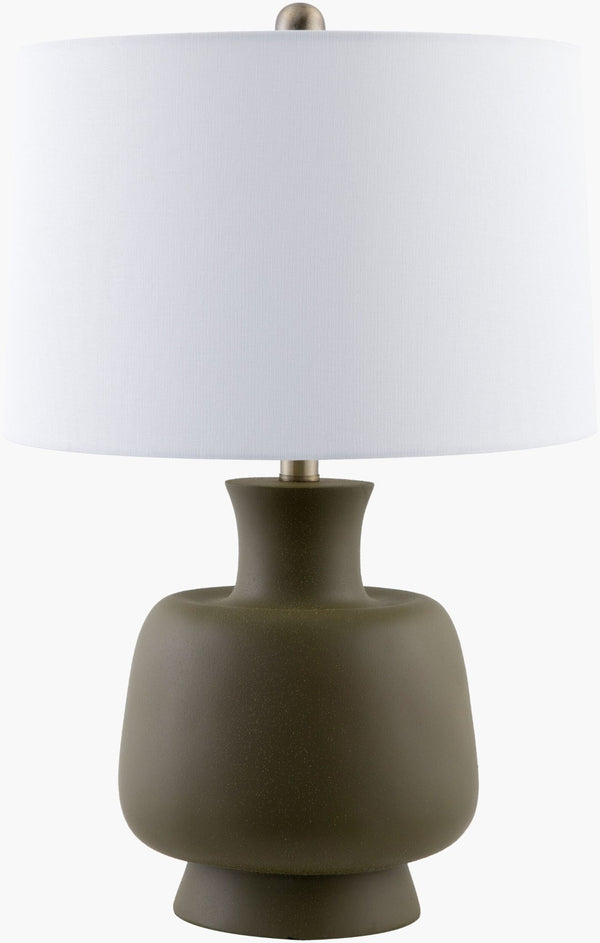 Livabliss Belton Sculptural Resin Table Lamp with Linen Shade for Warm Ambient Bedroom Glow BLT-003