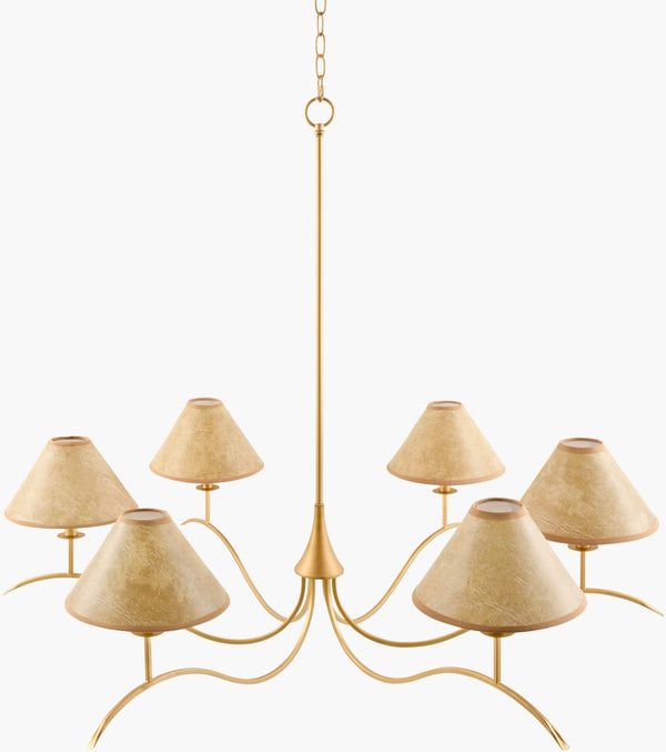 Livabliss Belvedere Arts and Crafts Iron Chandelier with Leather Shades for Dining Rooms BLV-002