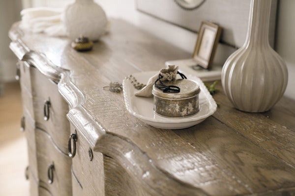 Hooker Furniture Boheme Antique Milk Paint Dresser With Cedar-Lined Drawers, Jewelry Tray & Distressed Vintage Charm 5750-90002-MWD