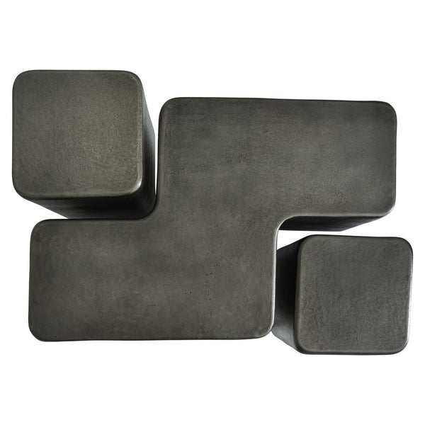 Bernhardt Bernhardt Juri Square Accent Table In Graphite Cast Aluminum — Modern Sculptural Occasional Table, Durable 347417