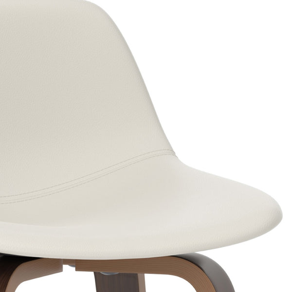 English Elm Randolph Mid-Century Modern Bentwood Stools Set Of 2 - Stylish Faux Leather & Chrome Footrest B136P159442-GIGA