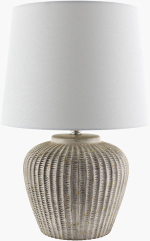 Livabliss Bamba Artisan Ceramic Table Lamp with Linen Shade Arts and Crafts Iron Base BMA-001
