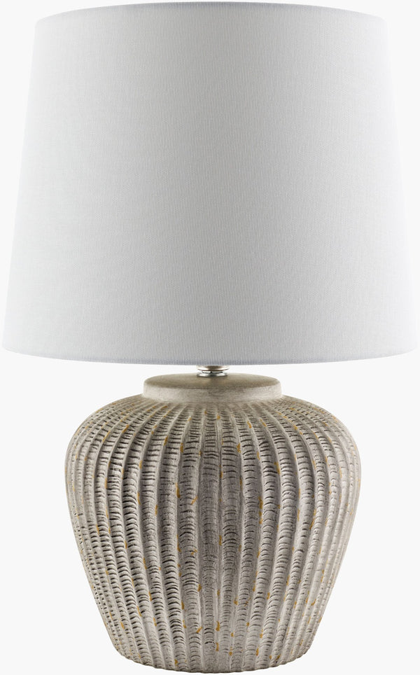 Livabliss Bamba Artisan Ceramic Table Lamp with Linen Shade Arts and Crafts Iron Base BMA-001