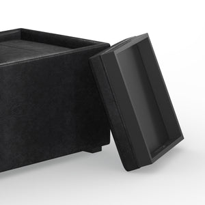 English Elm Avalon 5-Piece Storage Ottoman Set In Distressed Black Faux Leather - Stylish, Versatile, & Functional B136P159759