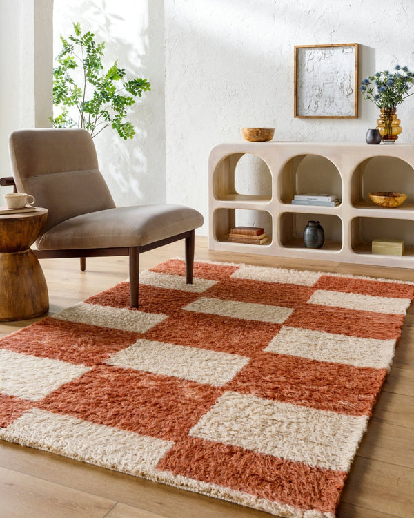 Livabliss Beni Moroccan Hand Tufted Wool Rug Plush High Pile Art Deco Accent for Any Room Terracotta, Cre 9' x 12' BMC2301-912