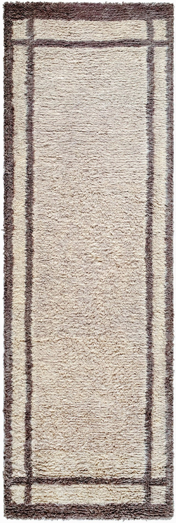 Livabliss Beni Moroccan Handmade Wool Rug High Pile Bohemian Accent for Entryway or Bedroom Ivory, Taupe 2'6" x 8' BMC2302-268