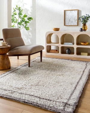 Livabliss Beni Moroccan Handmade Wool Rug High Pile Bohemian Accent for Entryway or Bedroom Ivory, Taupe 8' x 10' BMC2302-810