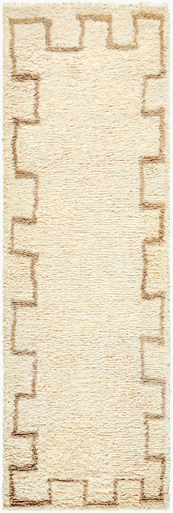 Livabliss Beni Moroccan Tribal Wool Accent Rug Hand Tufted High Pile Bohemian Geometric Decor Ivory, Sand 2'6" x 8' BMC2303-268