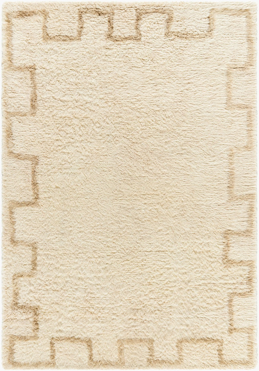 Livabliss Beni Moroccan Tribal Wool Accent Rug Hand Tufted High Pile Bohemian Geometric Decor Ivory, Sand 2' x 3' BMC2303-23