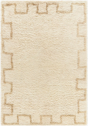 Livabliss Beni Moroccan Tribal Wool Accent Rug Hand Tufted High Pile Bohemian Geometric Decor Ivory, Sand 2' x 3' BMC2303-23