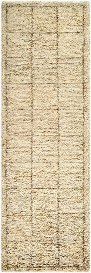 Livabliss Beni Moroccan Handcrafted Wool Rug Plush High Pile Geometric Bohemian Accent Beige, Sand 2'6" x 8' BMC2305-268