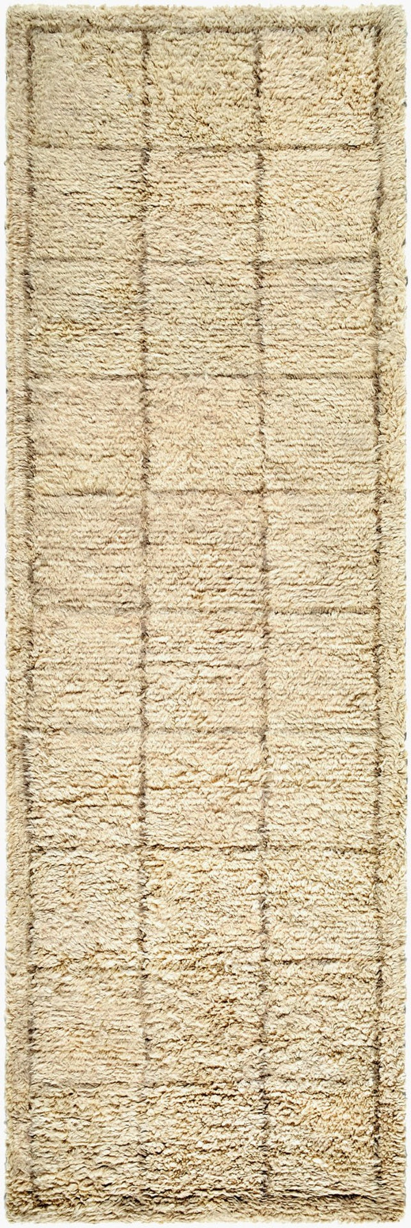 Livabliss Beni Moroccan Handcrafted Wool Rug Plush High Pile Geometric Bohemian Accent Beige, Sand 2'6" x 8' BMC2305-268