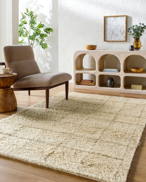 Livabliss Beni Moroccan Handcrafted Wool Rug Plush High Pile Geometric Bohemian Accent Beige, Sand 2' x 3' BMC2305-23