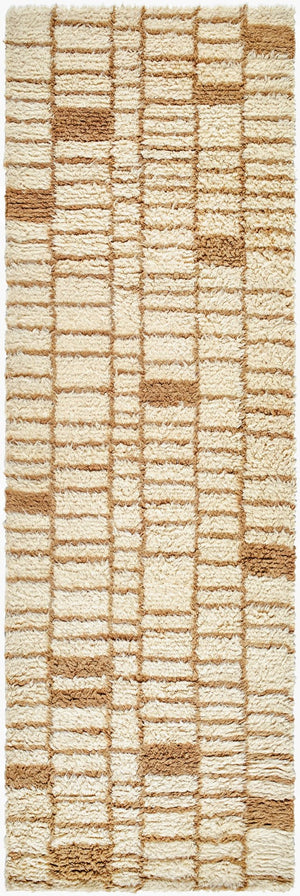 Livabliss Beni Moroccan Handmade Wool Accent Rug Plush High Pile Art Deco Bedroom Entryway Beige, Sandston 2'6" x 8' BMC2306-268