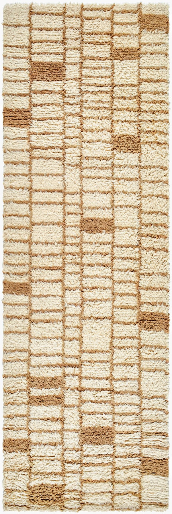Livabliss Beni Moroccan Handmade Wool Accent Rug Plush High Pile Art Deco Bedroom Entryway Beige, Sandston 2'6" x 8' BMC2306-268