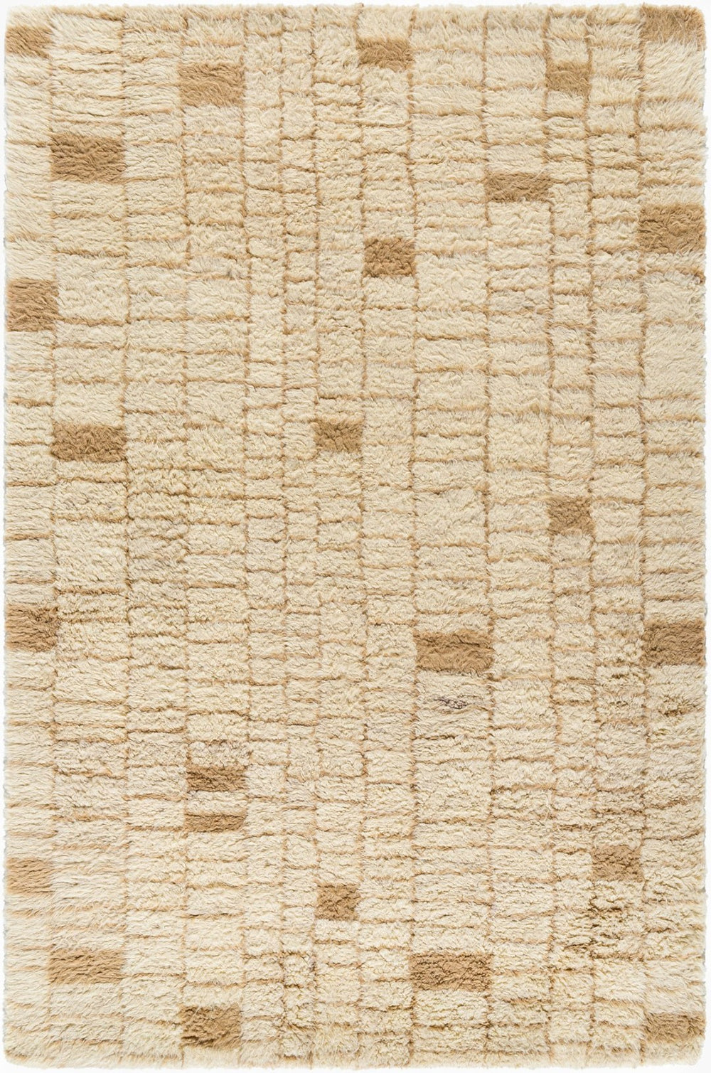 Livabliss Beni Moroccan Handmade Wool Accent Rug Plush High Pile Art Deco Bedroom Entryway Beige, Sandston 2' x 3' BMC2306-23