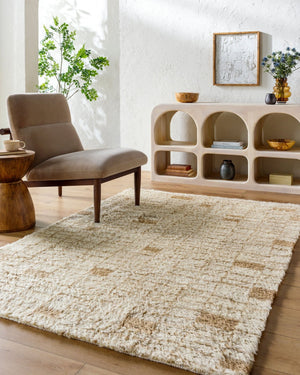 Livabliss Beni Moroccan Handmade Wool Accent Rug Plush High Pile Art Deco Bedroom Entryway Beige, Sandston 2'6" x 8' BMC2306-268