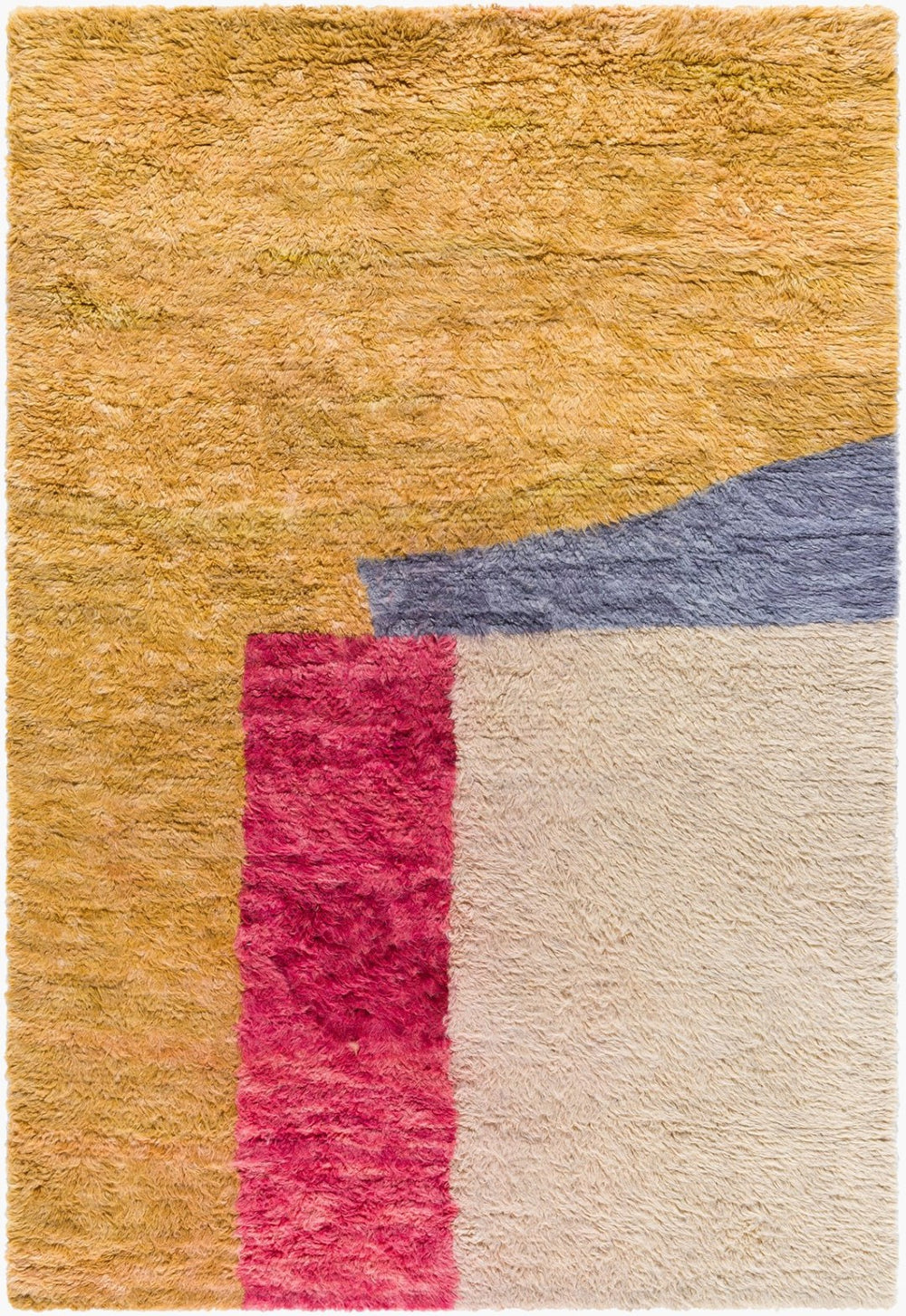 Livabliss Beni Moroccan Hand Knotted Wool Rug Plush High Pile Art Deco Accent for Boho Interiors Goldenrod, Slat 2' x 3' BMC2307-23