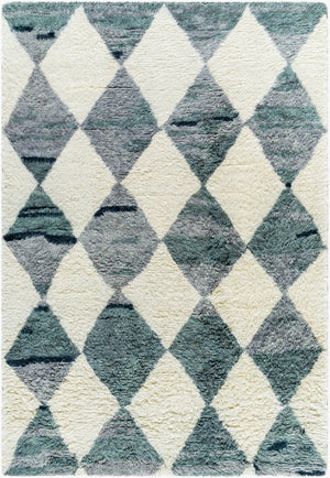 Livabliss Beni Ourain Inspired Wool Accent Rug Hand Tufted High Pile Bohemian Floor Ivory, Slate Gr 9' x 12' BMC2308-912