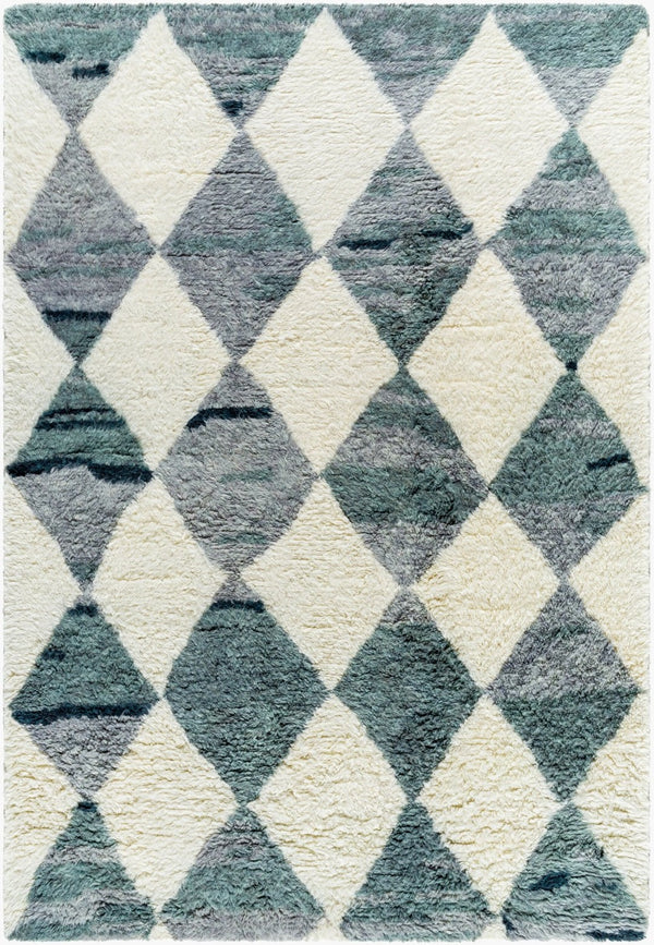 Livabliss Beni Ourain Inspired Wool Accent Rug Hand Tufted High Pile Bohemian Floor Ivory, Slate Gr 9' x 12' BMC2308-912
