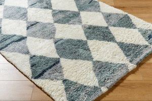 Livabliss Beni Ourain Inspired Wool Accent Rug Hand Tufted High Pile Bohemian Floor Ivory, Slate Gr 9' x 12' BMC2308-912
