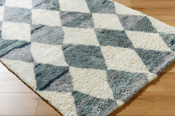 Livabliss Beni Ourain Inspired Wool Accent Rug Hand Tufted High Pile Bohemian Floor Ivory, Slate Gr 9' x 12' BMC2308-912