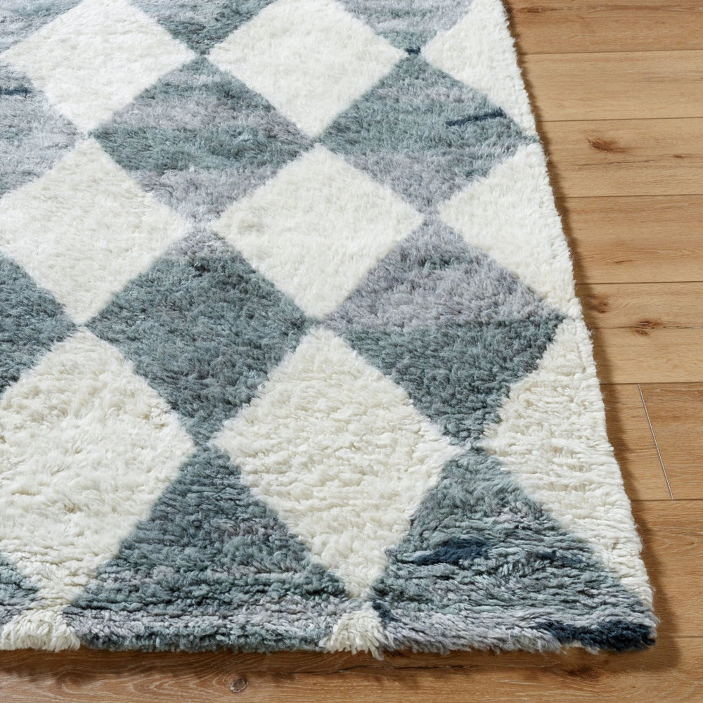 Livabliss Beni Ourain Inspired Wool Accent Rug Hand Tufted High Pile Bohemian Floor Ivory, Slate Gr 9' x 12' BMC2308-912