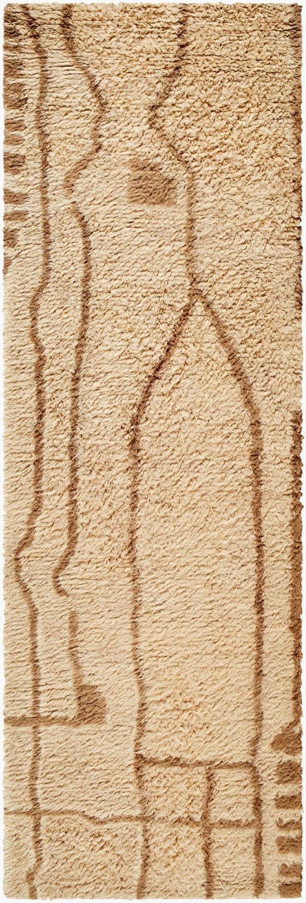 Livabliss Beni Moroccan Geometric Wool Rug Handtufted Plush High Pile Artisan Global Accent Beige, Taupe 2'6" x 8' BMC2309-268