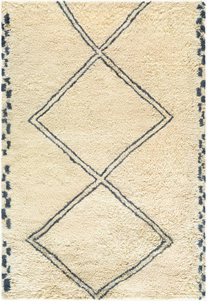 Livabliss Beni Moroccan Hand Tufted Wool Plush Accent Rug for Bedroom or Living Room Ivory, Charcoal 2' x 3' BMC2311-23