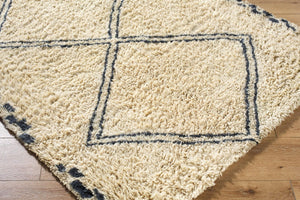 Livabliss Beni Moroccan Hand Tufted Wool Plush Accent Rug for Bedroom or Living Room Ivory, Charcoal 2' x 3' BMC2311-23