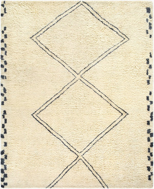 Livabliss Beni Moroccan Hand Tufted Wool Plush Accent Rug for Bedroom or Living Room Ivory, Charcoal 8' x 10' BMC2311-810