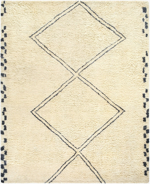 Livabliss Beni Moroccan Hand Tufted Wool Plush Accent Rug for Bedroom or Living Room Ivory, Charcoal 8' x 10' BMC2311-810