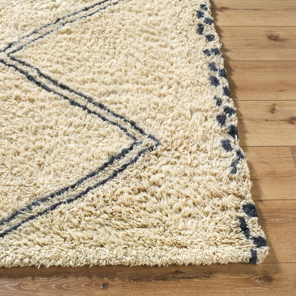 Livabliss Beni Moroccan Hand Tufted Wool Plush Accent Rug for Bedroom or Living Room Ivory, Charcoal 2' x 3' BMC2311-23