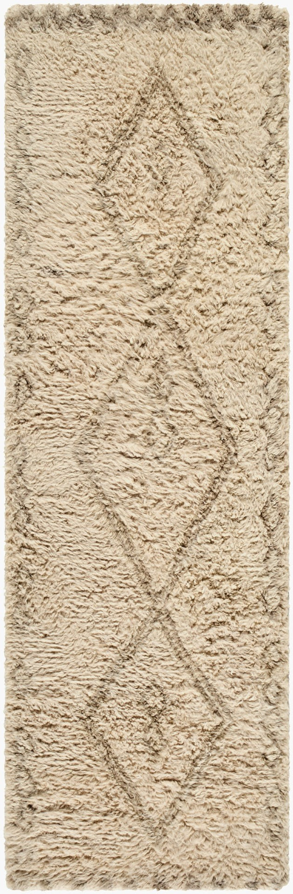 Livabliss Beni Ourain Inspired Wool Area Rug Hand Tufted High Pile Bohemian Accent Beige, Taupe 2'6" x 8' BMC2312-268