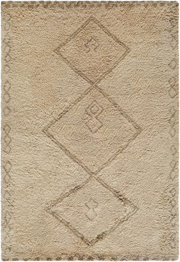 Livabliss Beni Ourain Inspired Wool Area Rug Hand Tufted High Pile Bohemian Accent Beige, Taupe 2' x 3' BMC2312-23