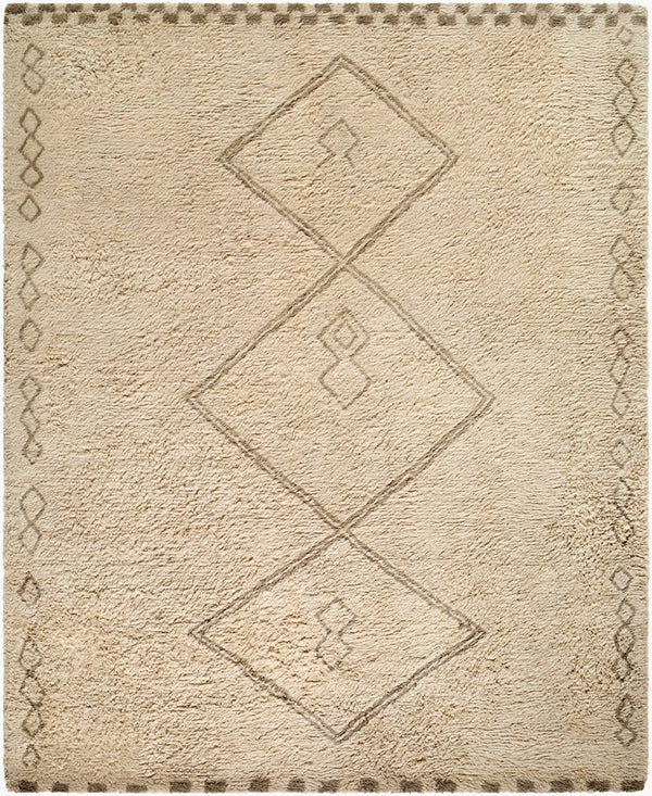 Livabliss Beni Ourain Inspired Wool Area Rug Hand Tufted High Pile Bohemian Accent Beige, Taupe 8' x 10' BMC2312-810