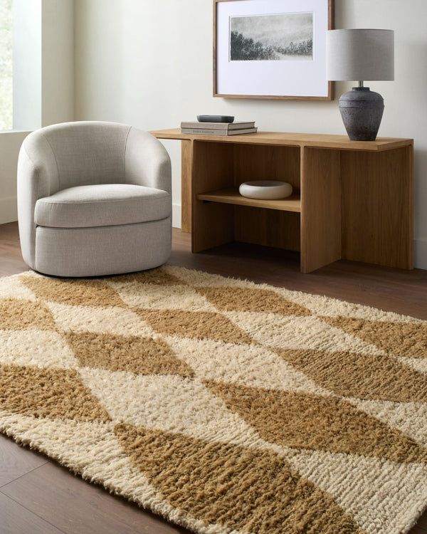 Livabliss Beni Moroccan Hand Tufted Wool Rug Plush High Pile Bohemian Accent for Bedroom Beige, Camel 2' x 3' BMC2313-23