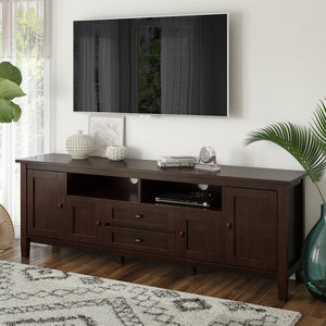 English Elm Warm 72" Transitional Tv Media Stand - Handcrafted Russet Brown With Ample Storage & Style B136P159715-GIGA