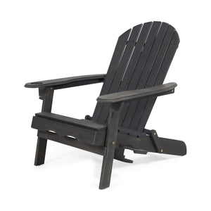 English Elm Christopher Knight Home® - BELLWOOD Adirondack Chair with Folding Design, Rustic Outdoor Wood Seat, Built-In Cup Holder Comfort DARK GREY 37.75 L x 26.75 W x 8.5 H 68940.00DGRY