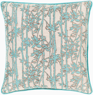 Surya Biming 18"X18" Accent Pillow - Traditional Style, Soft Polyester, Easy Care For Your Cozy Home Decor Aqua Polyester,Polyester Bmg001-1818