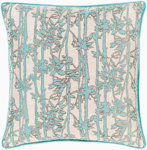 Surya Biming 18"X18" Accent Pillow - Traditional Style, Soft Polyester, Easy Care For Your Cozy Home Decor Aqua Polyester,Polyester Bmg001-1818
